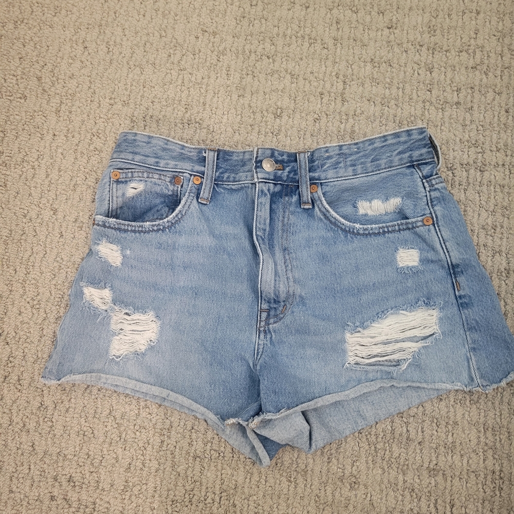 Madewell Light Blue Distressed Jean Shorts